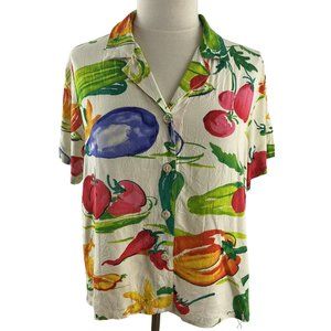 Jams World Colorful Vegetable Print Button Down Shirt